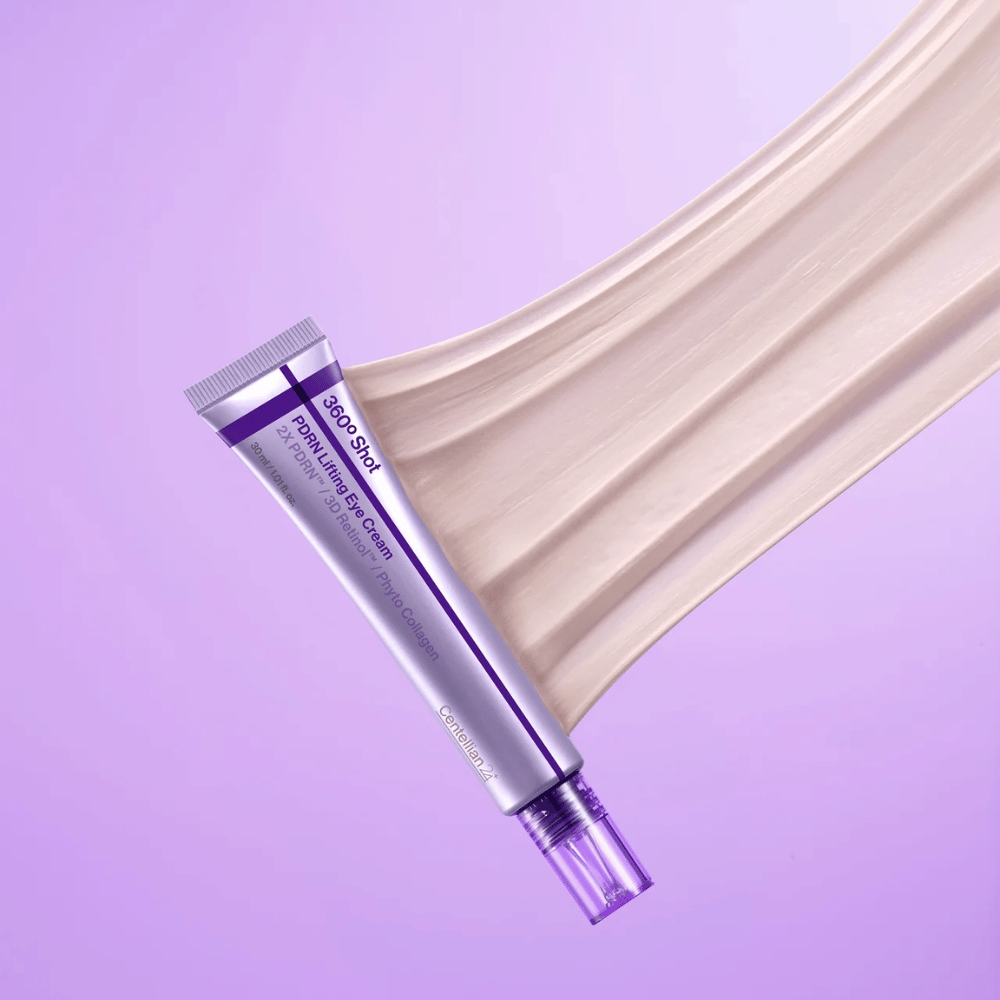 Centellian24 360º Shot PDRN Lifting Eye Cream texture – close-up of creamy Eye cream with PDRN and collagen that helps moisturize and give the skin around the eyes a smoother appearance.
