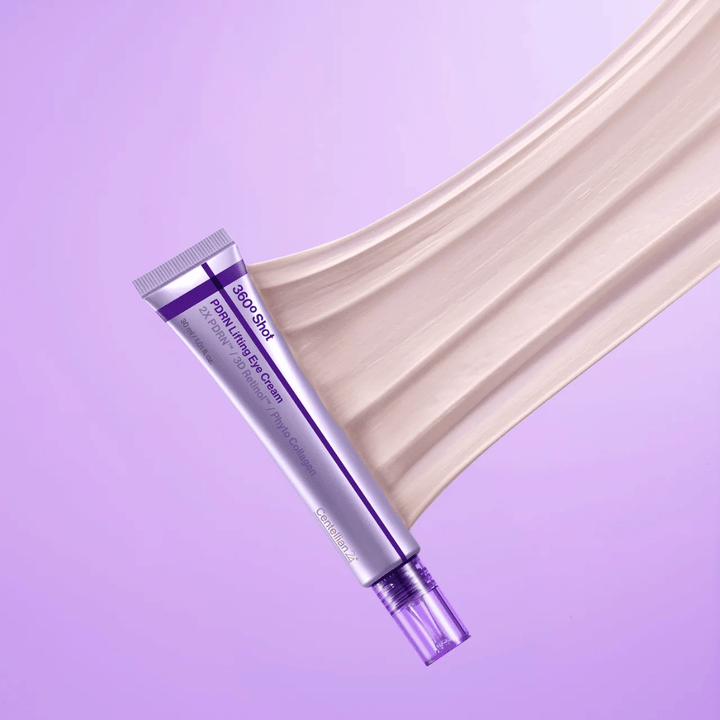 Centellian24 360º Shot PDRN Lifting Eye Cream texture – close-up of creamy Eye cream with PDRN and collagen that helps moisturize and give the skin around the eyes a smoother appearance.