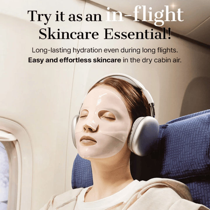 COSRX 5 PDRN Hyaluronic Acid Vital Hydrating Hydrogel Mask used as a moisturizing Sheet mask during flights for long-lasting hydration and soothing effect