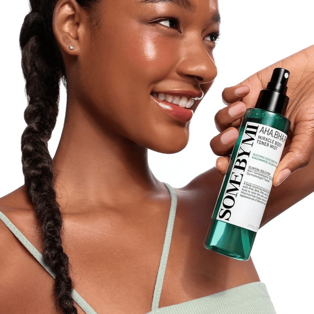 Some By Mi AHA BHA PHA Miracle Body Toner Mist skincare – body spray that helps care for the skin, reduce impurities, and provide a fresh feeling.