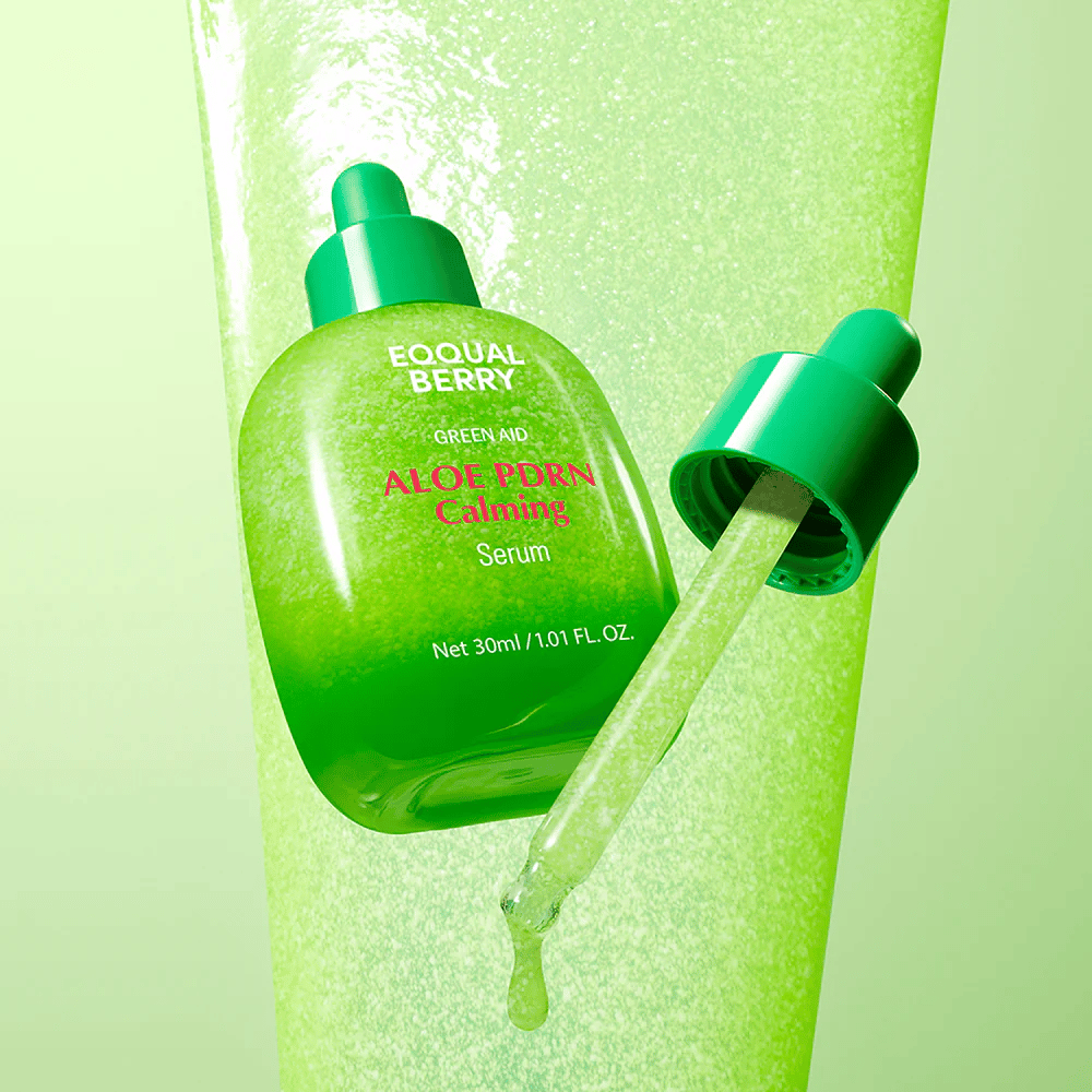 EQQUALBERRY Aloe PDRN Calming Serum 30 ml with pipette – soothing facial serum with aloe and PDRN for hydrated and balanced skin.