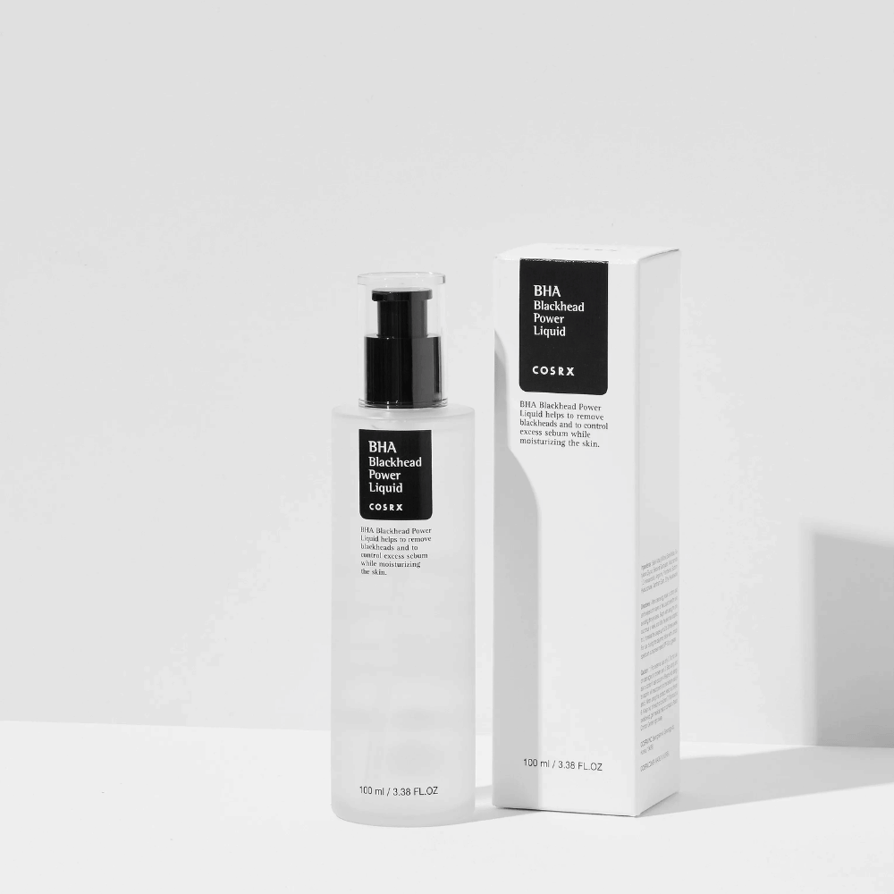 COSRX BHA Blackhead Power Liquid 100 ml with packaging – exfoliating facial serum with BHA that counteracts blackheads and excess sebum.