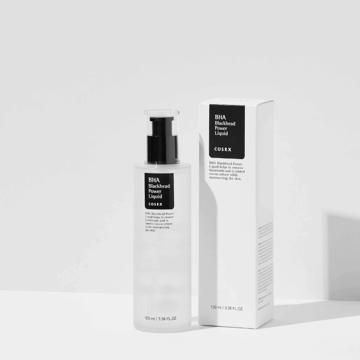COSRX BHA Blackhead Power Liquid 100 ml with packaging – exfoliating facial serum with BHA that counteracts blackheads and excess sebum.