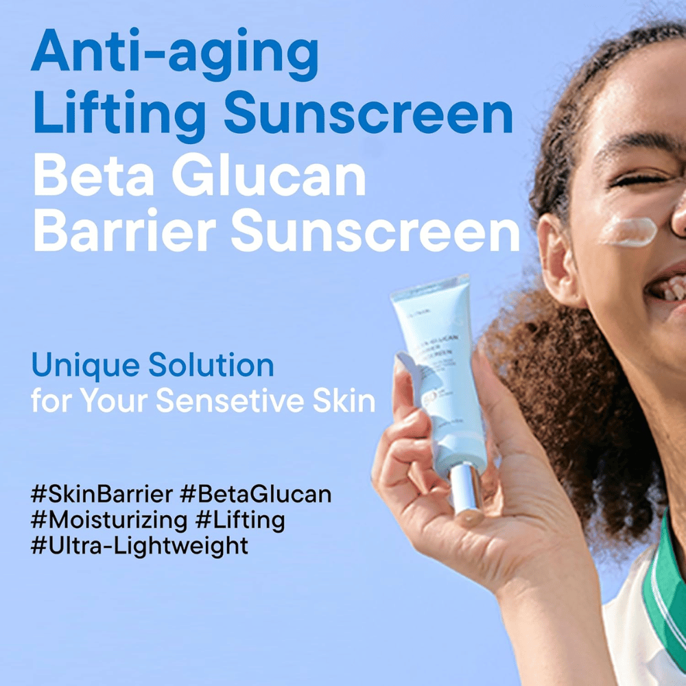 iUNIK Beta-Glucan Barrier Sunscreen SPF50+ PA++++ sun protection for sensitive skin with beta-glucan and anti-aging peptides