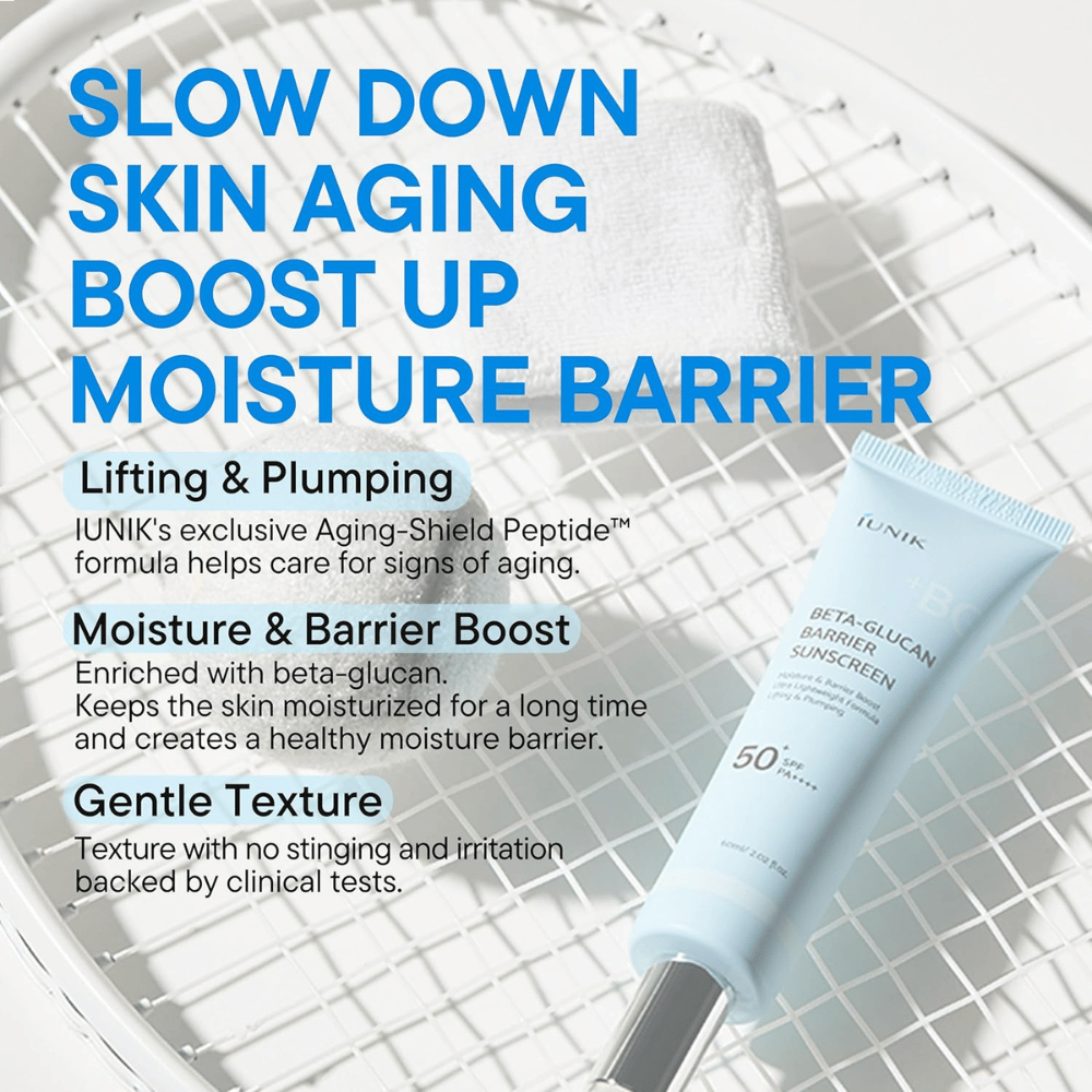 iUNIK Beta-Glucan Barrier Sunscreen SPF50+ PA++++ moisturizing sunscreen without white cast for all skin tones