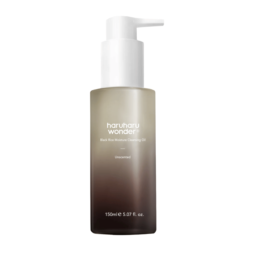 Haruharu Wonder Black Rice Moisture Cleansing Oil Unscented 150 ml – mild oil cleanser with black rice that moisturizes and deeply cleanses the skin.