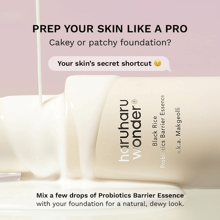 Korean essence with ceramides, probiotics, and panthenol that strengthens the skin barrier and gives a more even skin tone