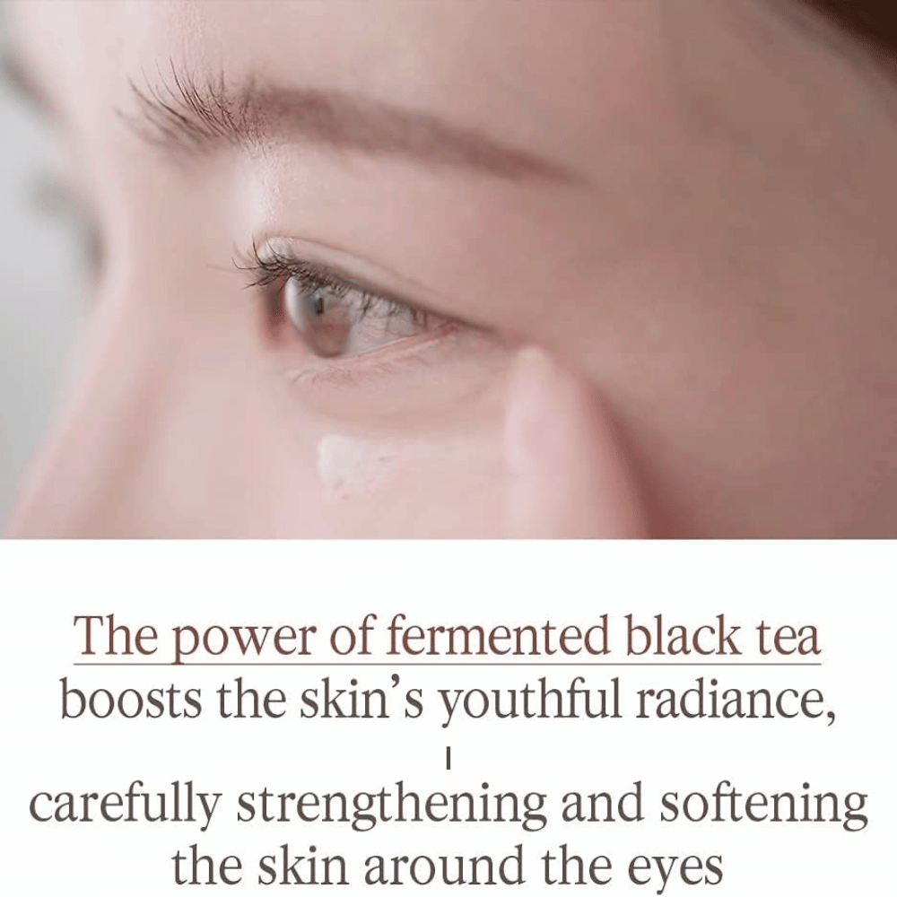 Pyunkang Yul Black Tea Time Reverse Eye Cream with fermented black tea that cares for the delicate skin around the eyes and helps provide a softer feel.