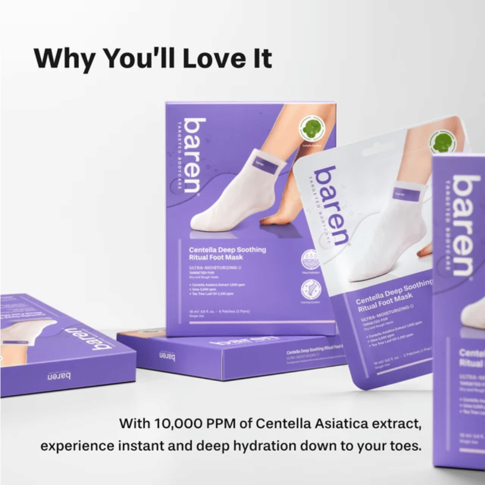 7. Baren Centella Deep Soothing Ritual Foot Mask – moisturizing foot masks with centella asiatica for dry and rough heels