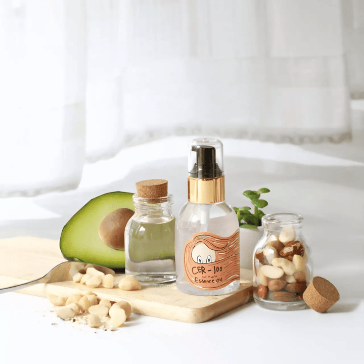 Elizavecca CER-100 Hair Muscle Essence Oil – Korean hair oil with avocado and natural oils that helps moisturize, strengthen, and add shine to dry and damaged hair.