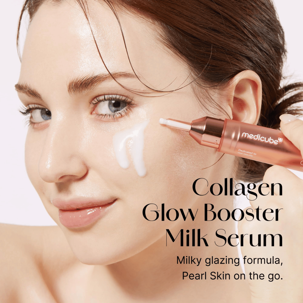 Collagen Glow Booster Milk Serum is a milky glow formula that gives your skin a pearl glow on the go. Perfect for enhancing the skin's radiance and elasticity, while also hydrating and protecting the skin against external stressors.