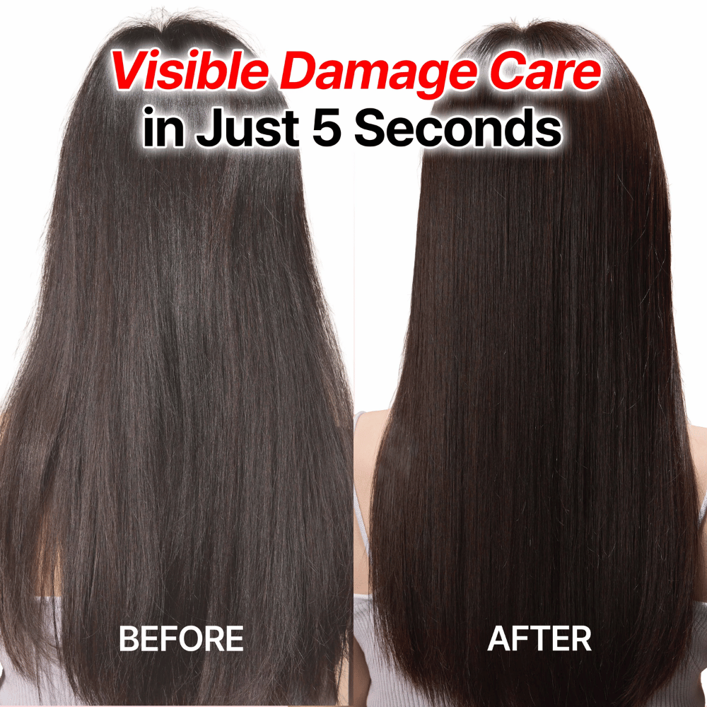 Before and after results with GROWUS Damage Therapy Shampoo EX for smoother and healthier hair