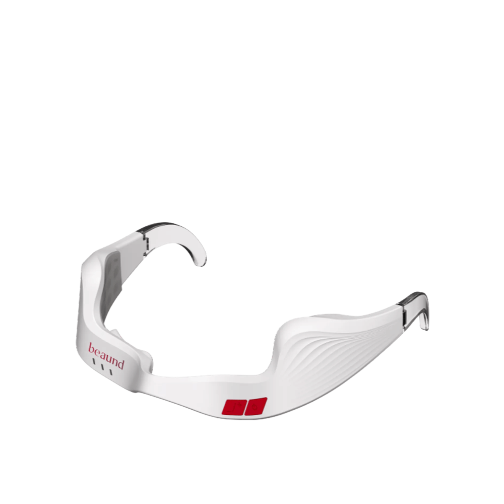 Cutout product image of Beaund Eye Rejuv in a minimalist white design with transparent details and intuitive control buttons.