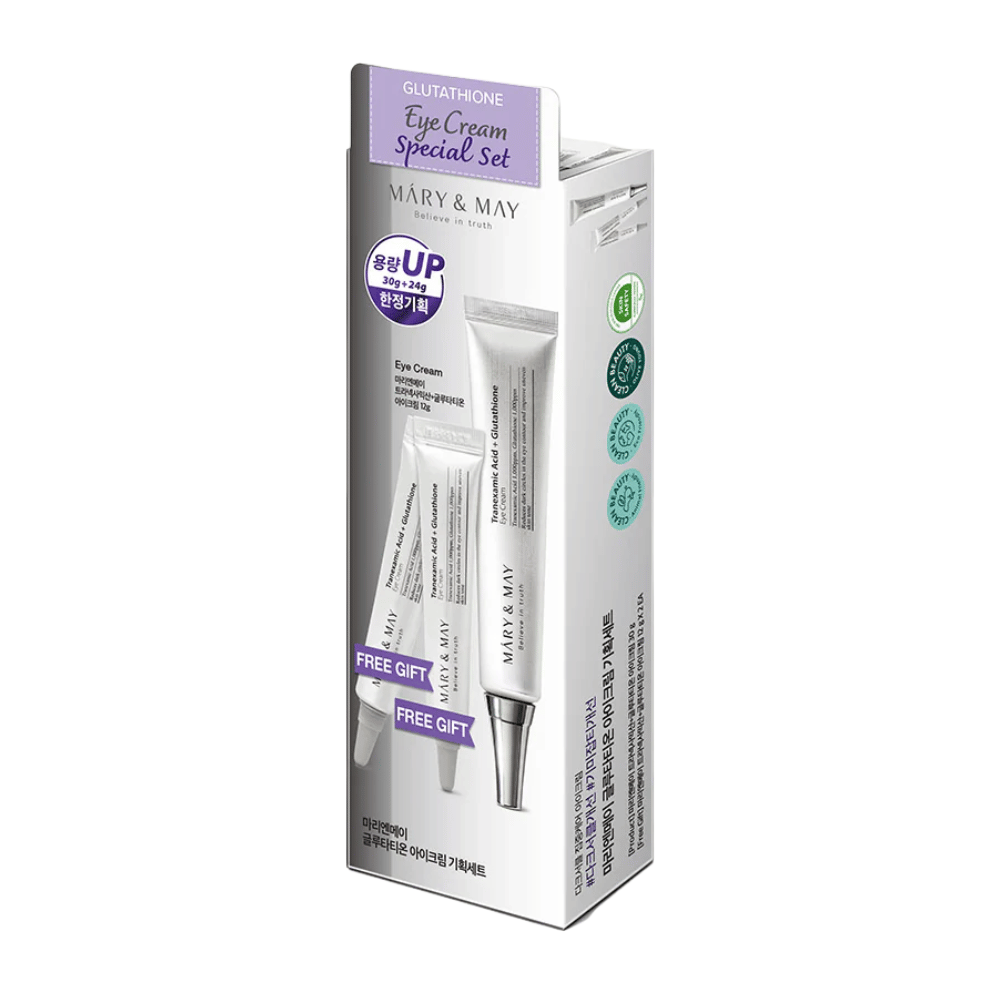 Mary&May Glutathione Eye Cream Special Set with bonus products, a popular K-beauty set for intensive brightening and care of the skin around the eyes.