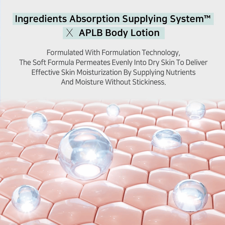 APLB body lotion with Ingredients Absorption Supplying System that penetrates the skin and provides intensive hydration without a sticky feel