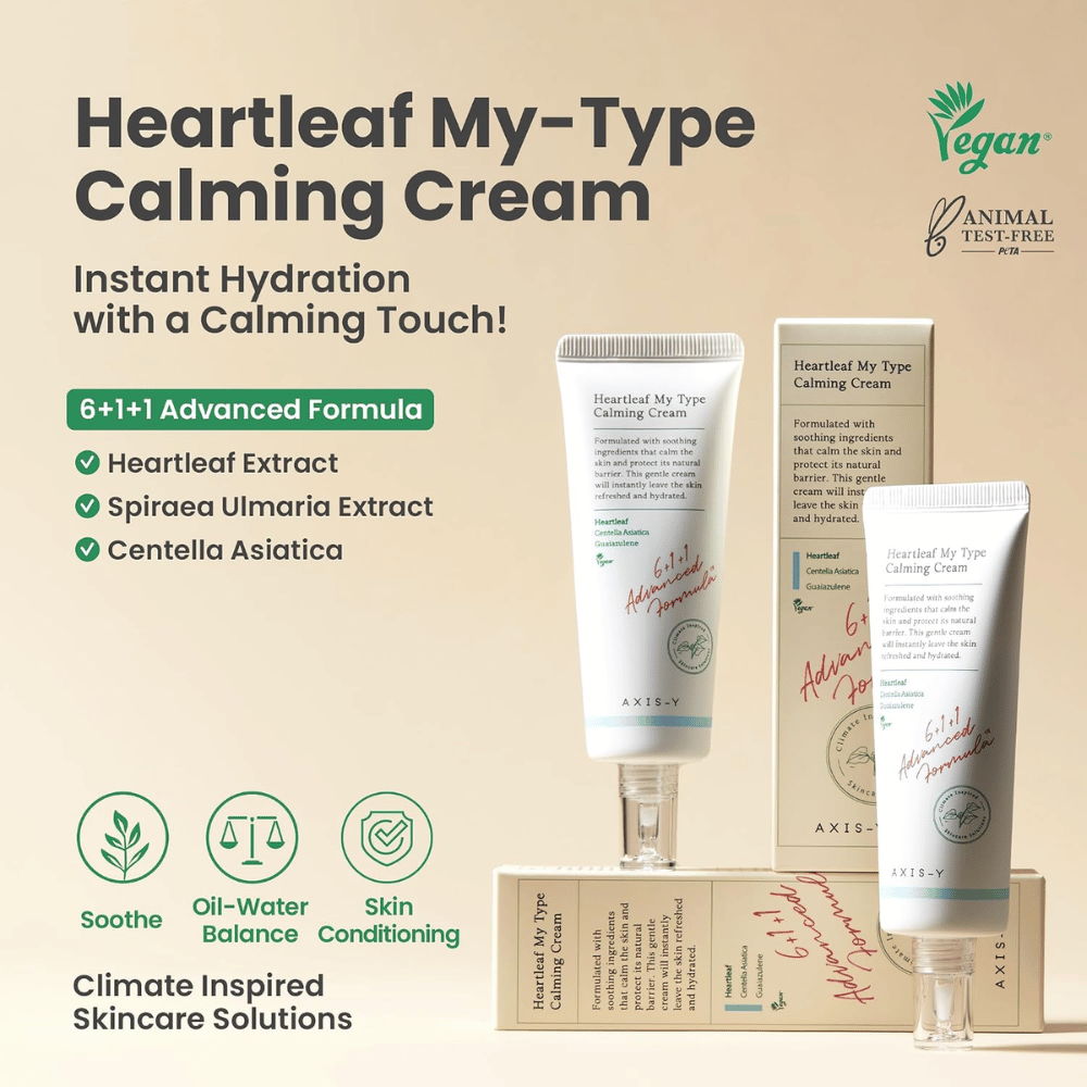 AXIS-Y Heartleaf My Type Calming Cream – moisturizing and soothing facial cream for sensitive skin