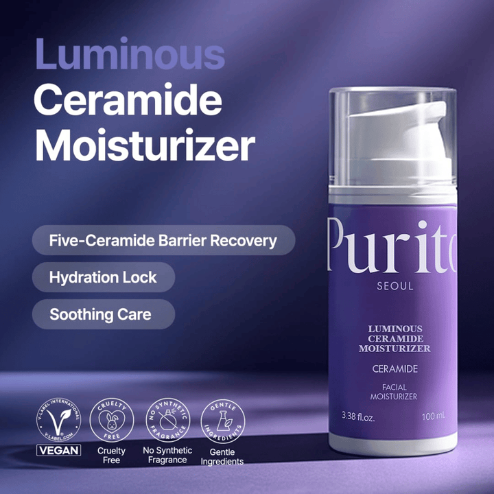 Purito Luminous Ceramide Moisturizer – Korean face cream with ceramides that helps repair the skin barrier, lock in moisture, and provide a smoother skin texture.