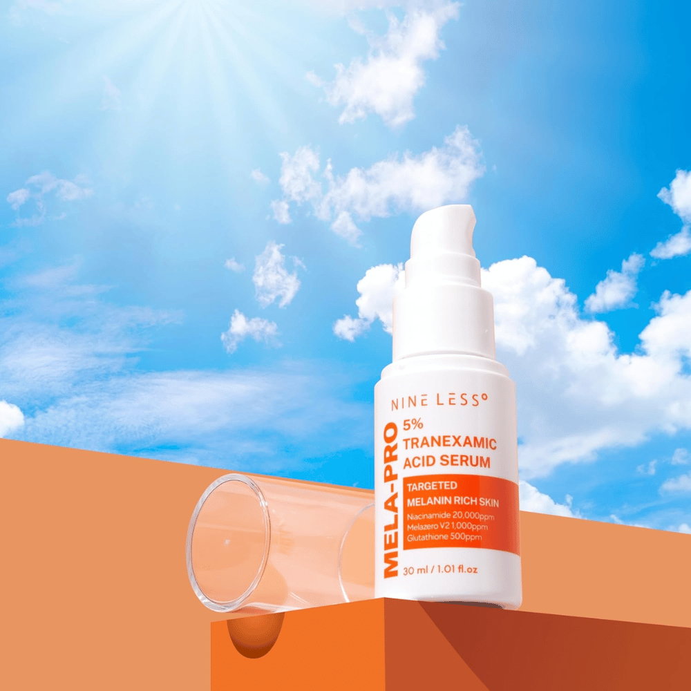 NINE LESS MELA-PRO 5% Tranexamic Acid Serum 30 ml, moisturizing serum that reduces hyperpigmentation and provides a more even skin tone.