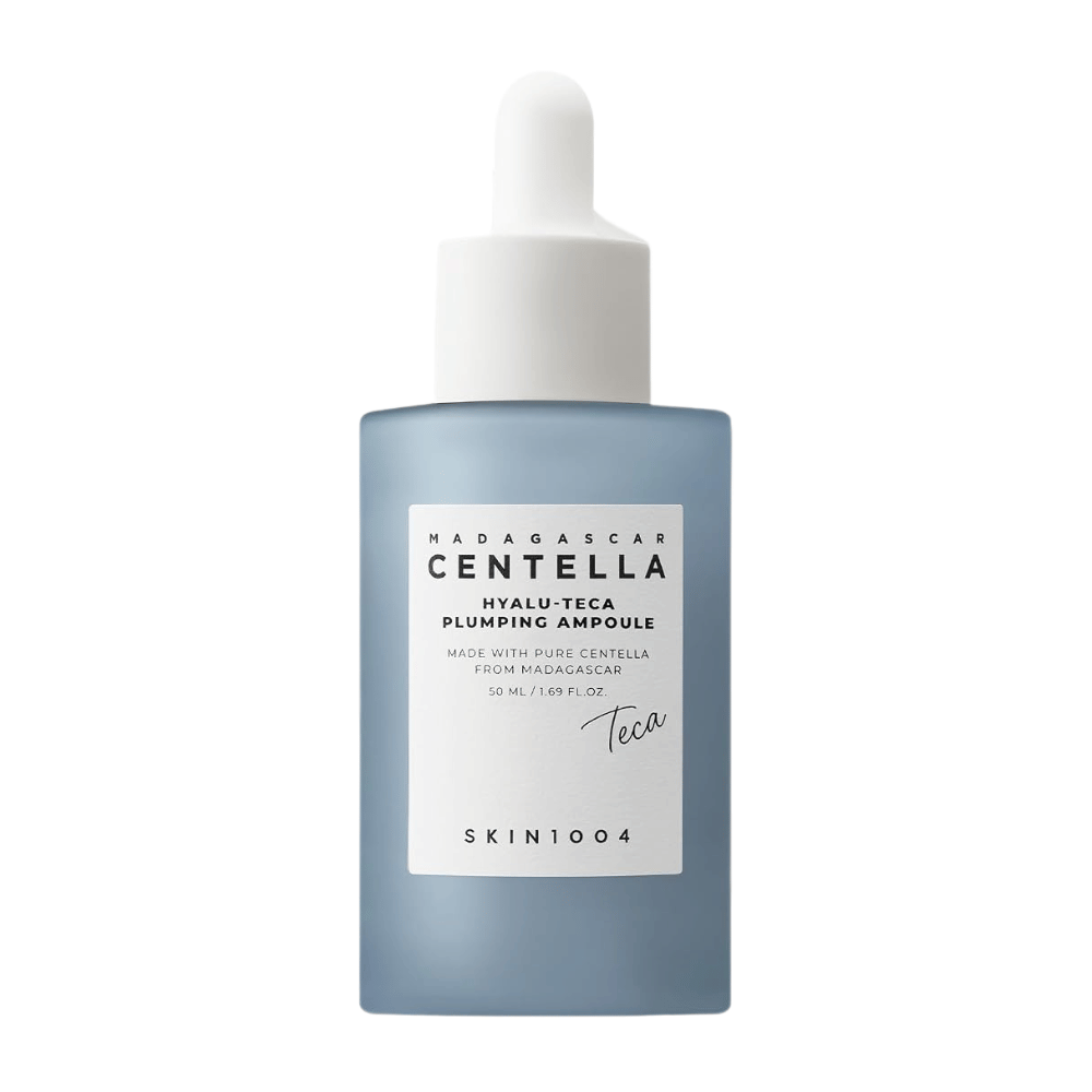 6. SKIN1004 Madagascar Centella Hyalu-Teca Plumping Ampoule 50 ml – moisturizing facial ampoule in a blue bottle with dropper