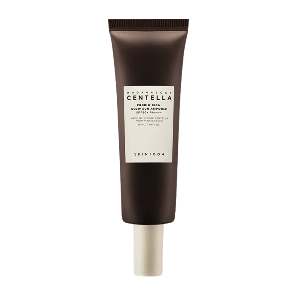 SKIN1004 Madagascar Centella Probio-Cica Glow Sun Ampoule is a sunscreen with SPF50+ PA++++ that provides a beautiful glow while soothing and strengthening the skin with centella from Madagascar. Suitable for sensitive skin.