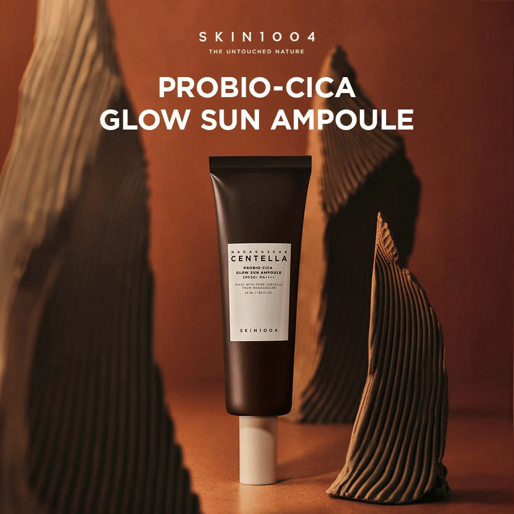 SKIN1004 Madagascar Centella Probio-Cica Glow Sun Ampoule – a nutrient-rich sunscreen with SPF50+ PA++++ that provides radiance, protects, and strengthens the skin barrier with probiotics and centella from Madagascar. Also suitable for sensitive skin.