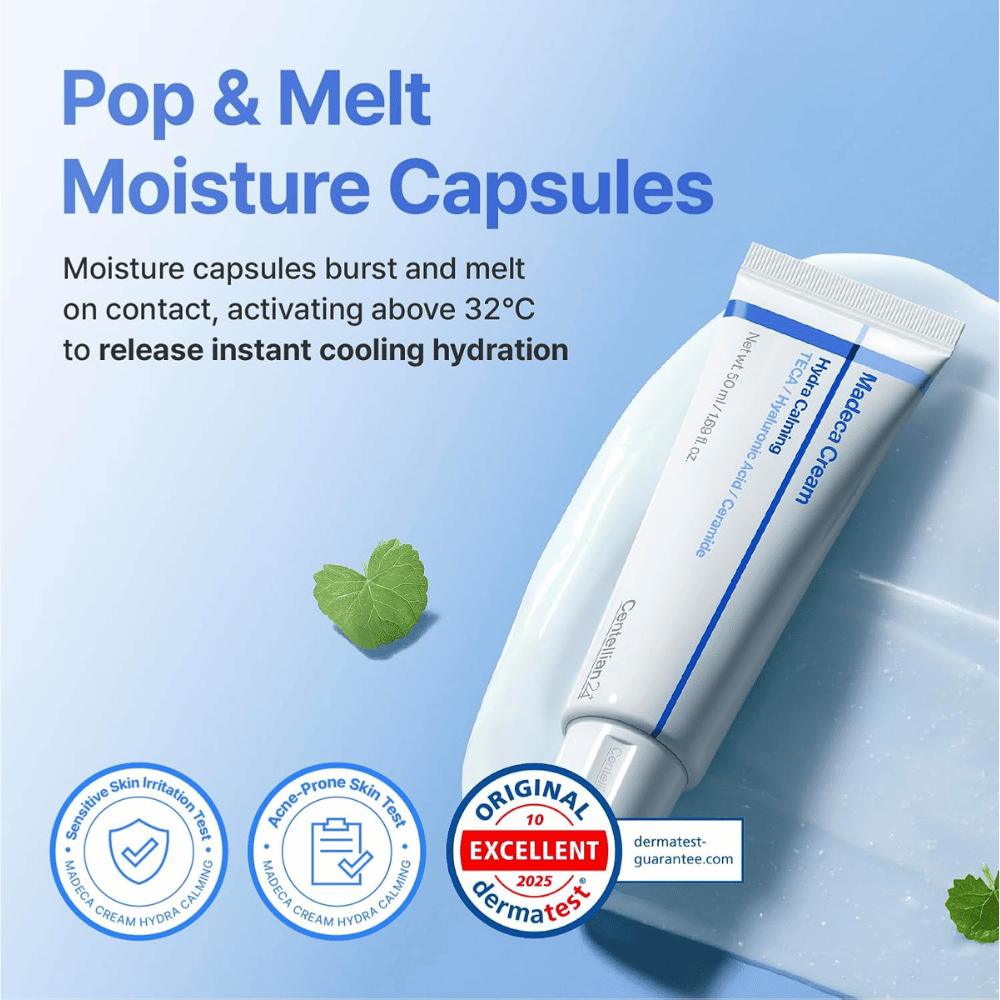 1. Centellian24 Madeca Cream Hydra Calming – moisturizing face cream with cooling moisture capsules for sensitive skin