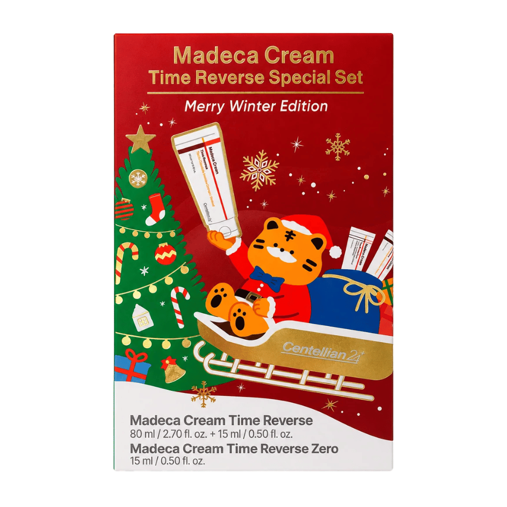 1. Centellian24 Madeca Cream Time Reverse Special Set Merry Winter Edition – Christmas skincare set in red gift packaging
