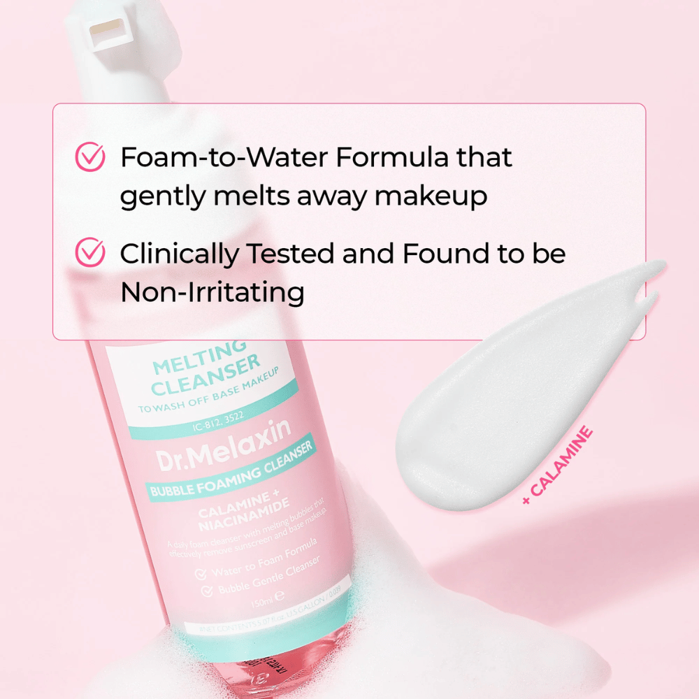 Foam-to-water formula in Dr. Melaxin Melting Cleanser that effectively removes makeup and impurities
