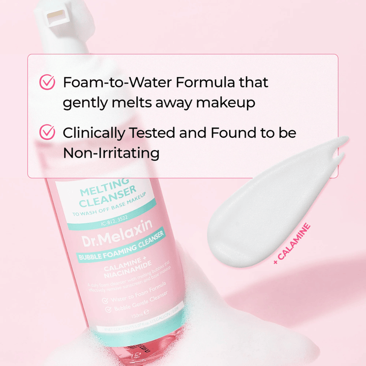 Foam-to-water formula in Dr. Melaxin Melting Cleanser that effectively removes makeup and impurities