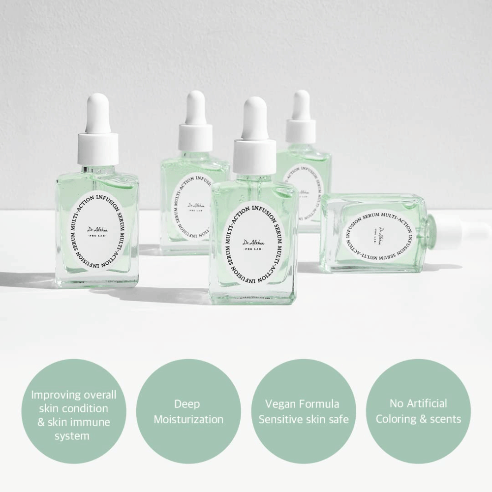 Dr. Althea Multi Action Infusion Serum which strengthens the skin barrier, provides deep hydration, suits sensitive skin, and gives a natural glow.