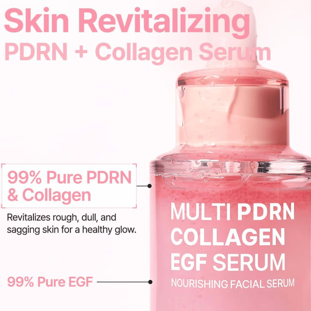 Purito Multi PDRN Collagen EGF Serum with PDRN, collagen and EGF for radiance, elasticity and revitalizing skincare.