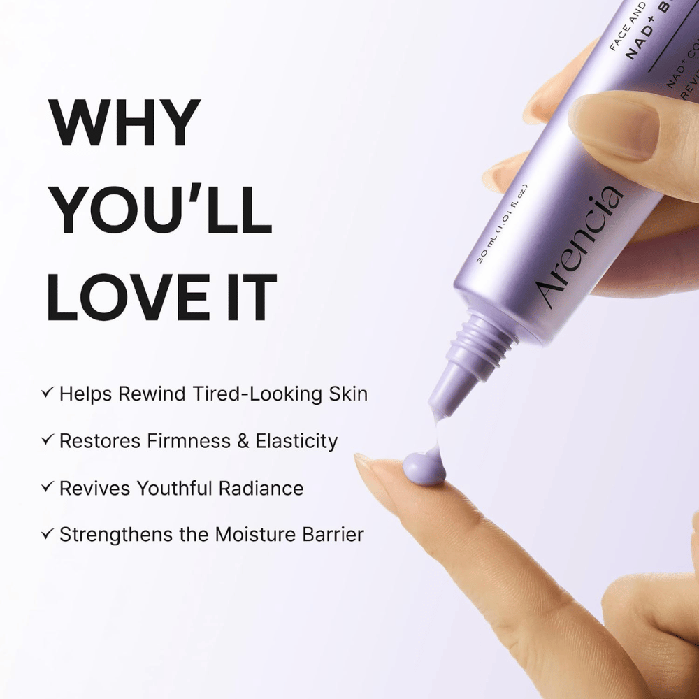 Arencia NAD+ Booster Shot 30 ml – nourishing face cream that strengthens the skin barrier and provides firmness, elasticity, and radiance.