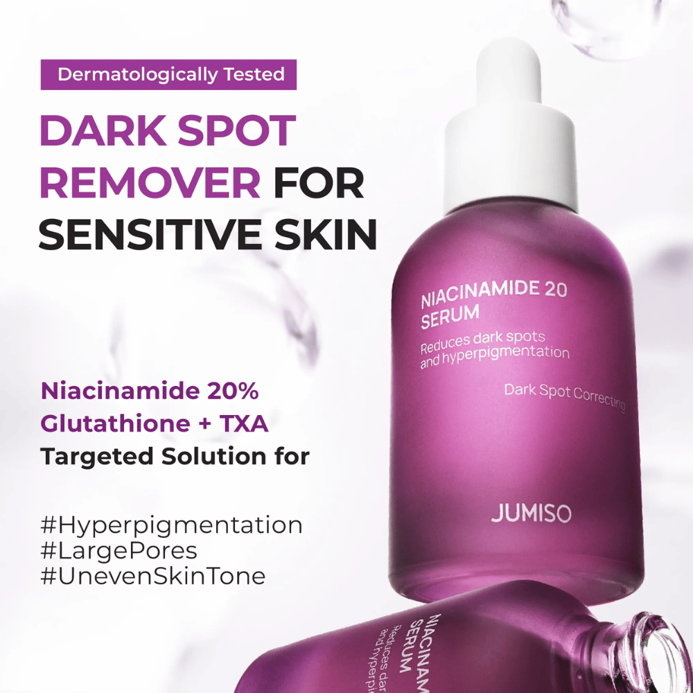 Jumiso Niacinamide 20 Serum – powerful serum with 20% niacinamide, glutathione, and TXA that reduces dark spots and hyperpigmentation, also suitable for sensitive skin.