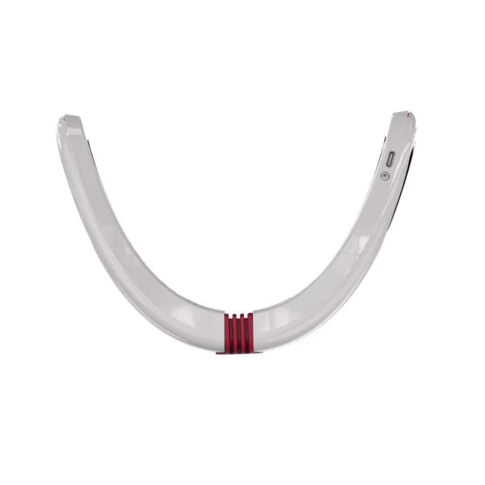 Overview image of Beaund Nmode Pro from the underside. The curved shape is designed to follow the contours along the chin, jawline, and lower face.
