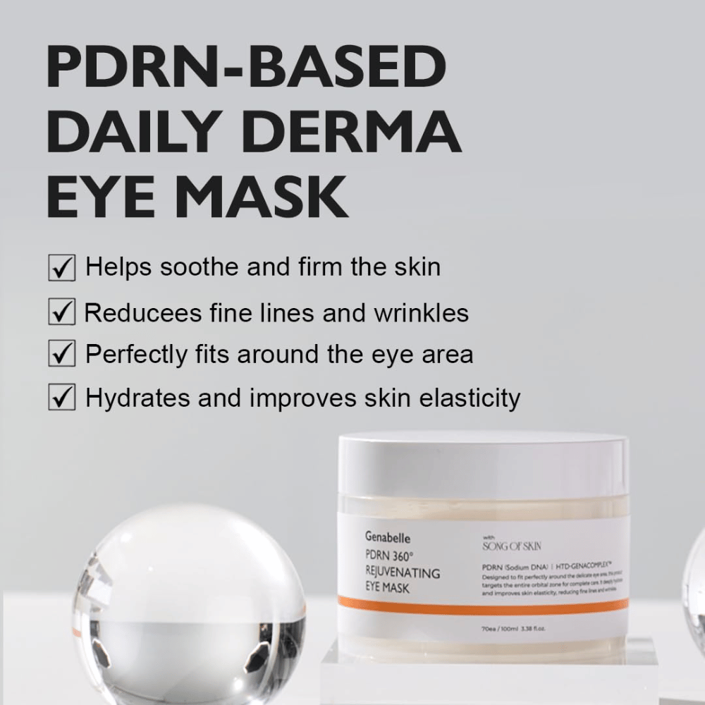 Genabelle PDRN 360° Rejuvenating Eye Mask with PDRN that hydrates, soothes the skin, and helps reduce fine lines and wrinkles.