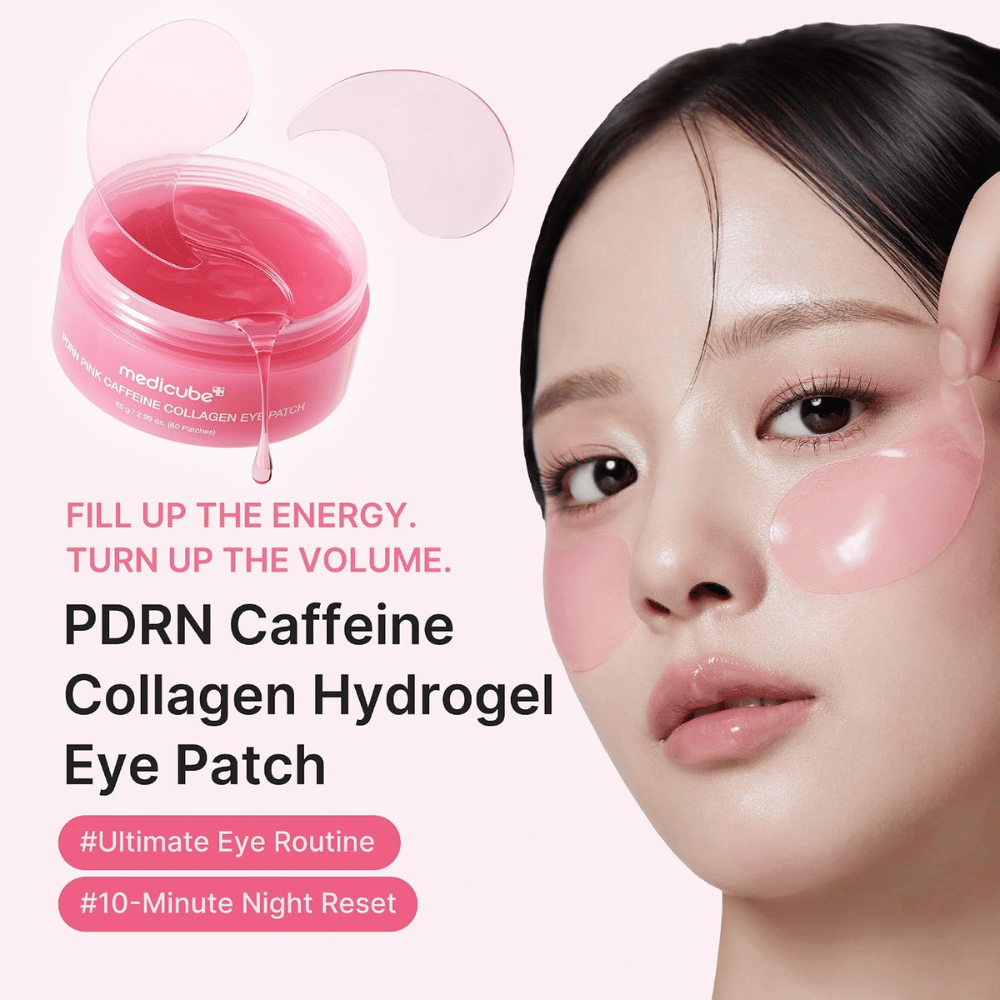 4. Medicube PDRN Pink Caffeine Collagen Eye Patch – moisturizing pink hydrogel eye masks that give the skin radiance