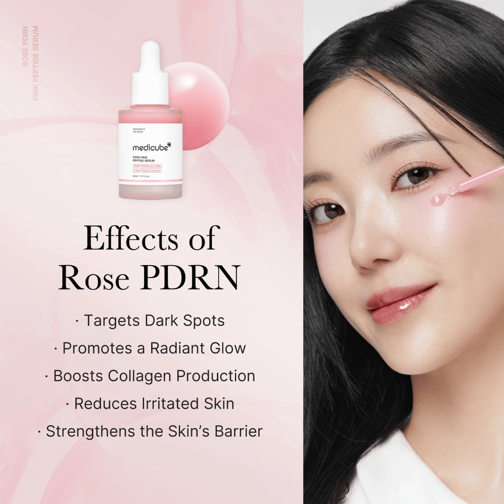 Effects of Medicube Rose PDRN Pink Peptide Serum

🌟 Reduces dark spots
✨ Gives the skin a radiant glow
💖 Stimulates collagen production
🌿 Soothes irritated skin
🛡️ Strengthens the skin barrier

Perfect for a more even, firmer, and more radiant skin!