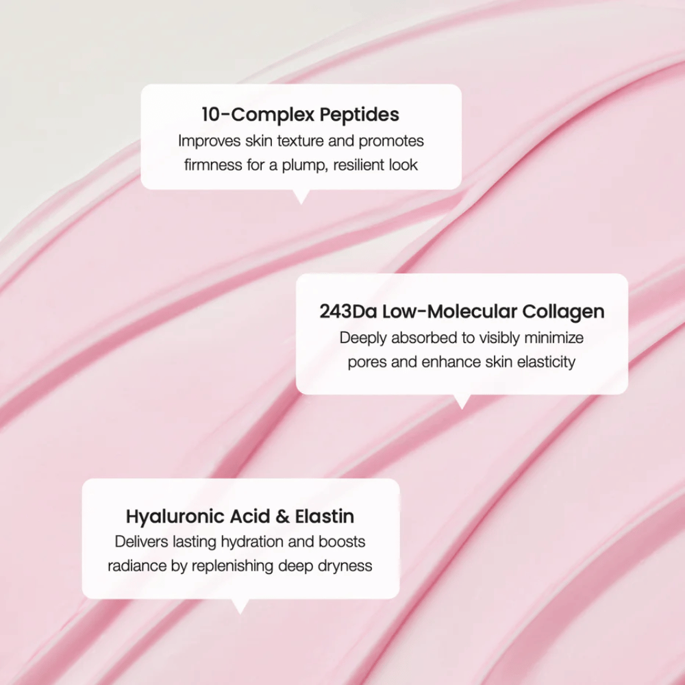 Biodance Collagen Peptide Cream with 10-complex peptides, low molecular weight collagen, and hyaluronic acid for improved elasticity and deep hydration