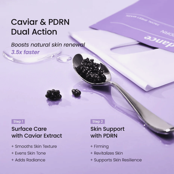 Caviar and PDRN ingredients in Biodance Rejuvenating Caviar PDRN Real Deep Mask that enhance skin renewal and provide firmer skin