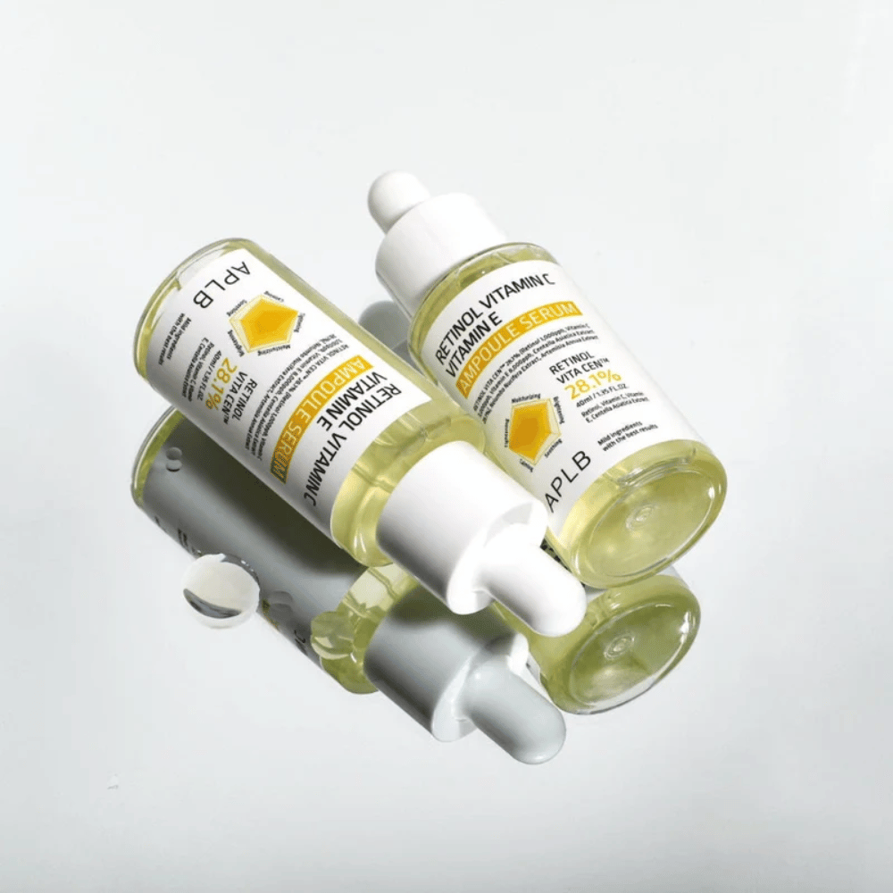 APLB Retinol Vitamin C Vitamin E Ampoule Serum bottles with a mirror effect