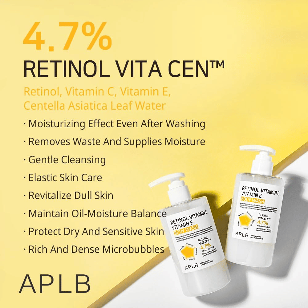 5. APLB Retinol Vitamin C Vitamin E Body Wash – body cleanser with 4.7% Retinol Vita Cen complex for soft and moisturized skin