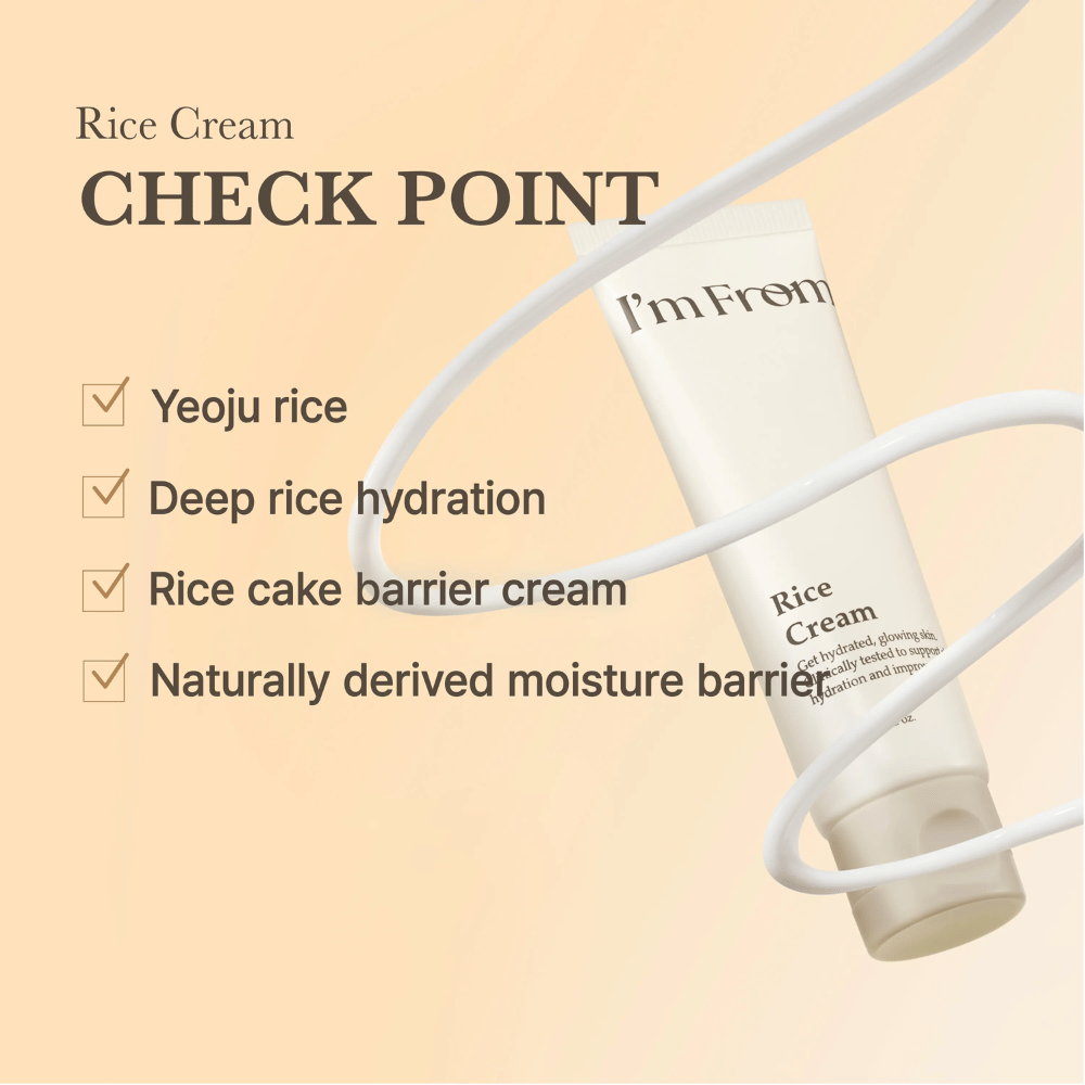 I'm From Rice Cream with rice extract that provides intense hydration and helps the skin retain moisture