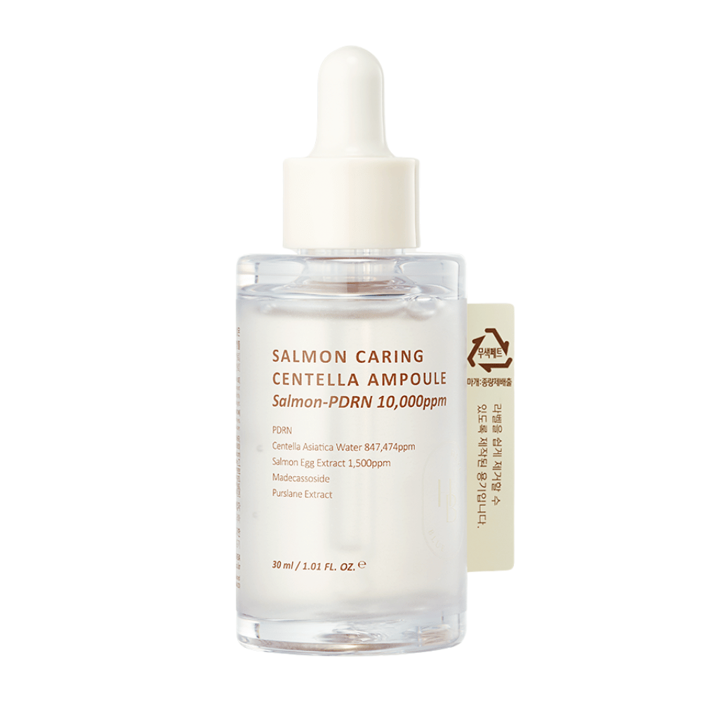 Heveblue Salmon Caring Centella Ampoule Salmon-PDRN 10,000ppm – Korean serum to soothe redness, strengthen the skin barrier, and provide hydrated skin