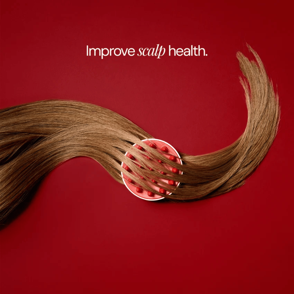 Scalp Massage Brush – red and white massage brush with silicone bristles for the scalp