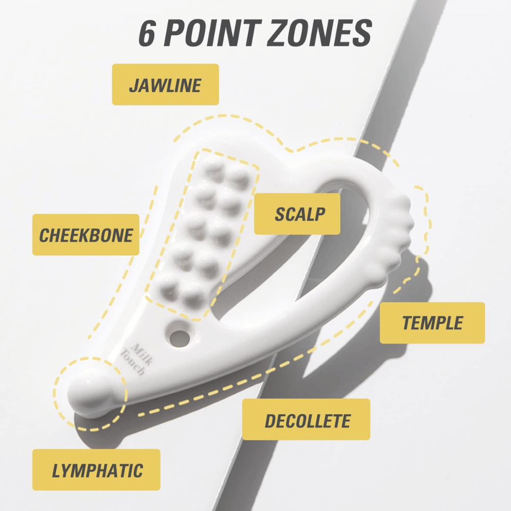 6-point zones Slim Face Ceramic Gua Sha for natural contours from Milk Touch.