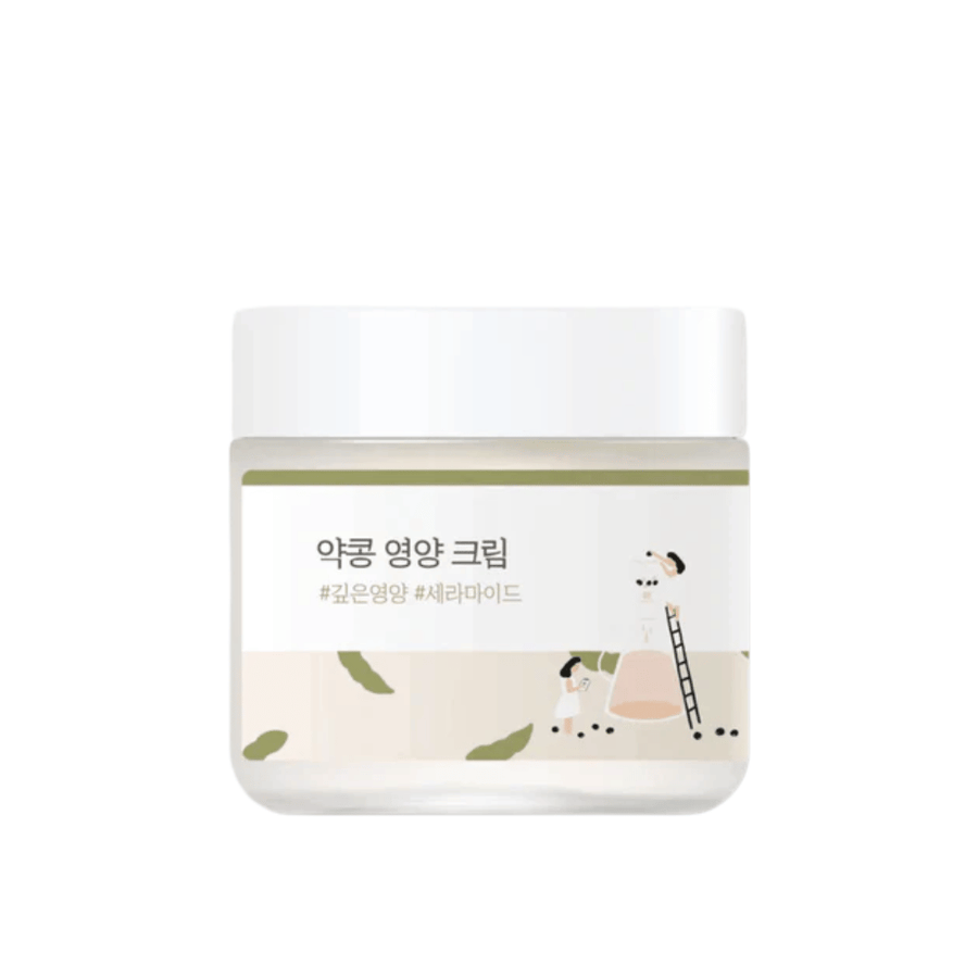 Mixsoon Soybean Nourishing Cream i glasburk med vit lock och grön etikett. En djupt närande kräm för torr och känslig hud.