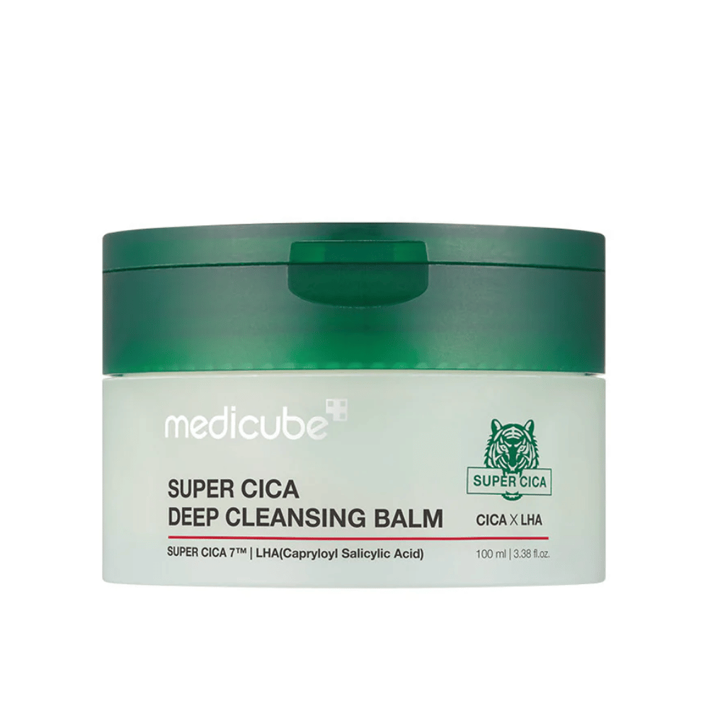 Medicube Super Cica Deep Cleansing Balm is a cleansing balm that deeply cleanses the pores and removes makeup and impurities. It is enriched with Super Cica and LHA to soothe and balance the skin, while leaving the skin fresh and hydrated.