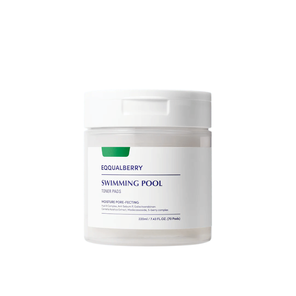 Product image of Equalberry Swimming Pool Toner Pads – 70 moisturizing and pore-refining pads with vegan ingredients for fresh and balanced skin.