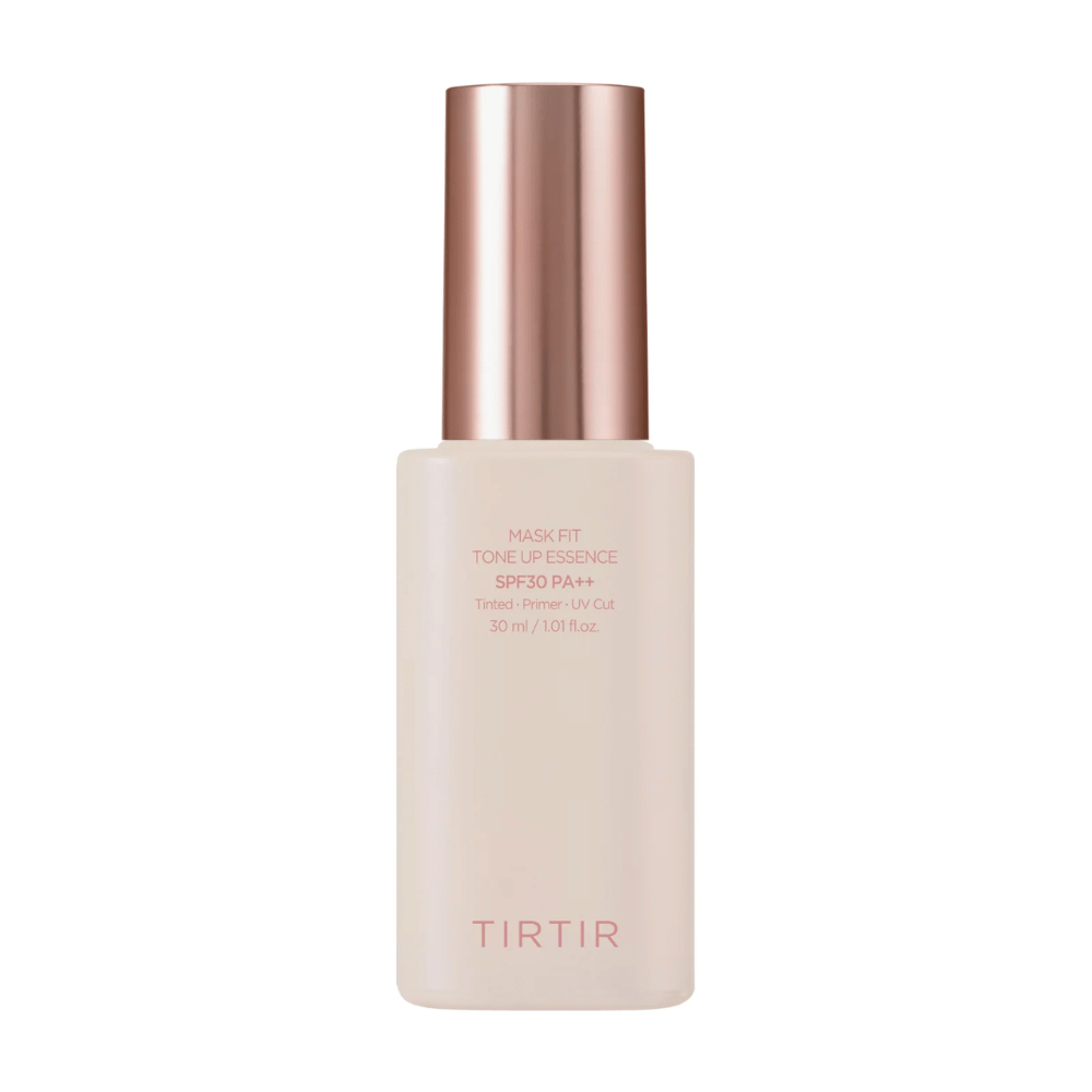 Product image of "TIRTIR MASK FIT TONE UP ESSENCE" with SPF30 PA++, a tinted primer that protects against UV radiation. Content: 30 ml.