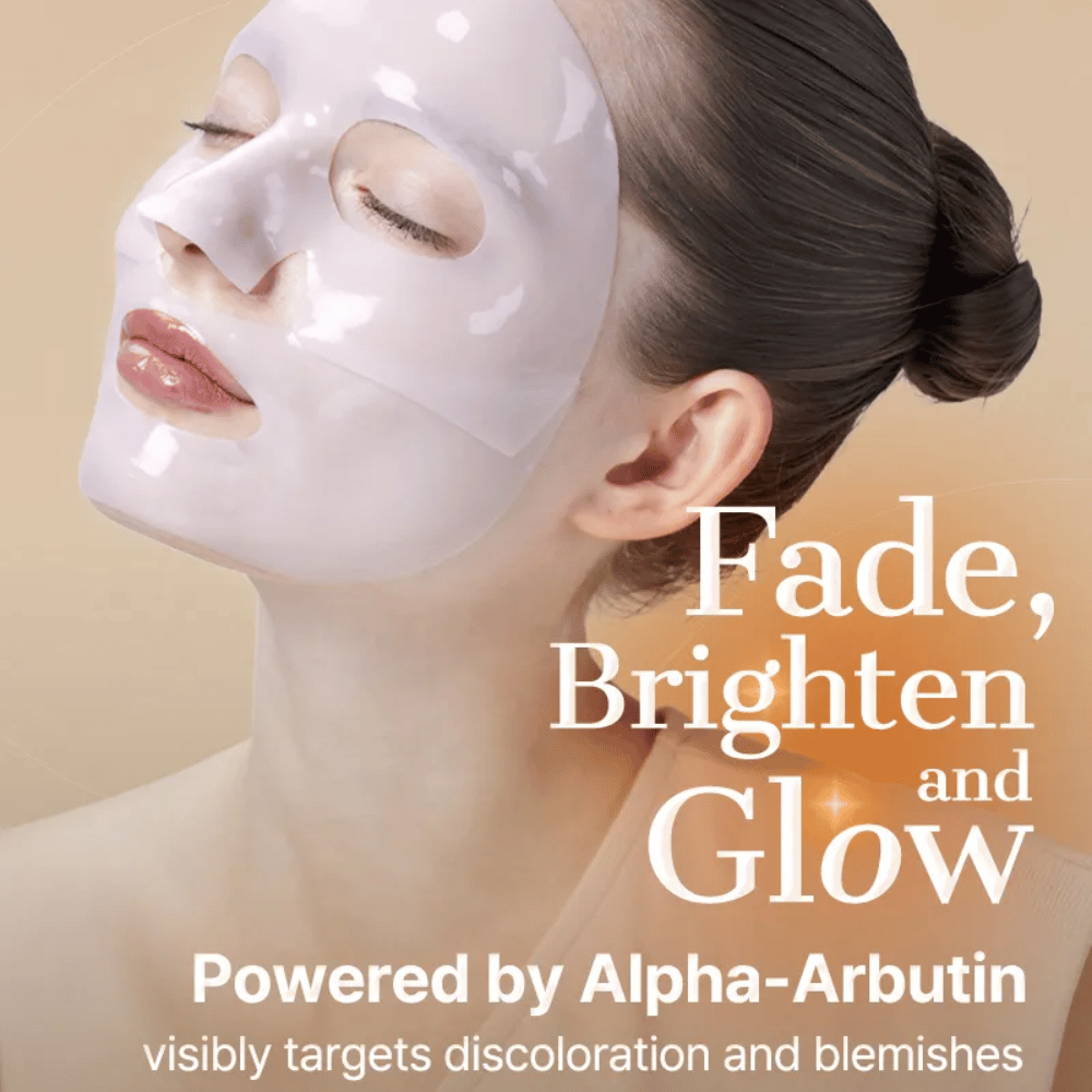 Application of COSRX Alpha-Arbutin Discoloration Care Hydrogel Mask – hydrogel Sheet mask that fits tightly and provides maximum effect against uneven skin tone.